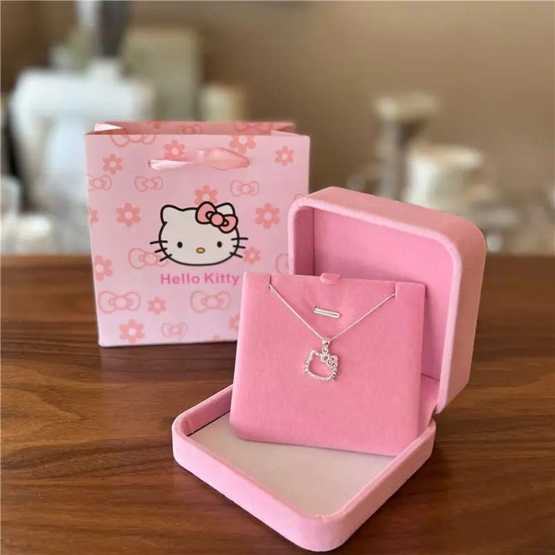 Vòng cổ Màu bạc nữ Sterling Kitty, quà sinh nhật, mặt dây chuyền ngọt ngào và dễ thương, dây chuyền xương đòn, quà tặng bạn gái, đồ trang sức Màu bạc trái tim 1