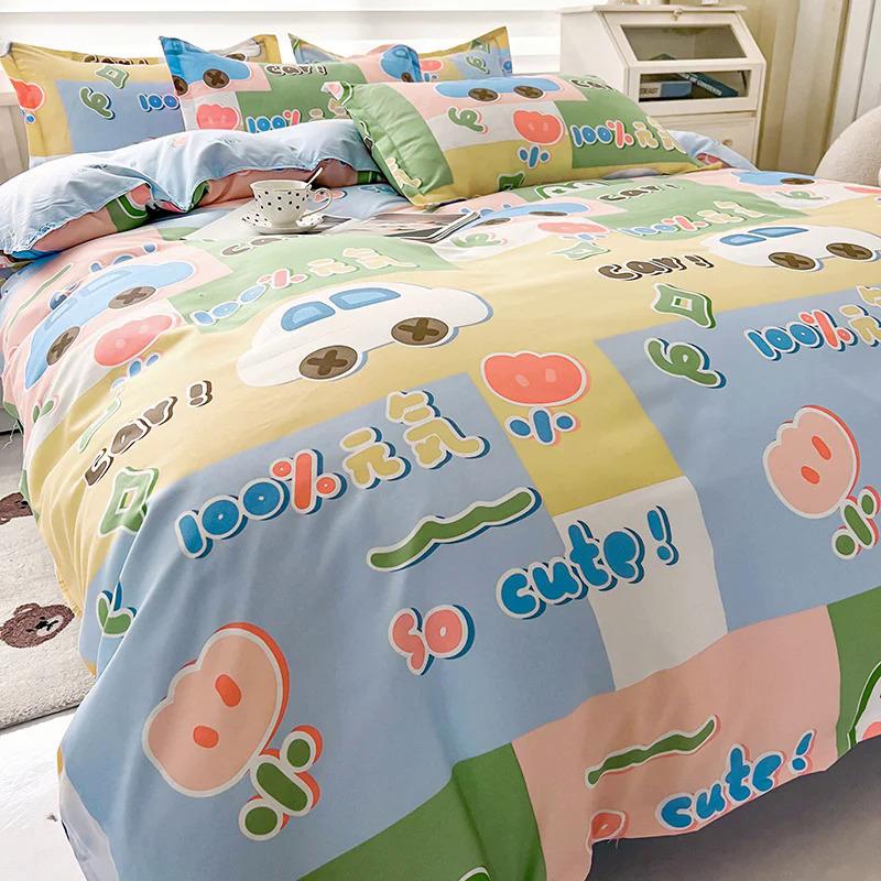 Product Introduction of EGW spring bedding set 3PCs cartoon Boys Girls bed linen Grey Lion pink bear pillowcase printed home linen for children kids 34