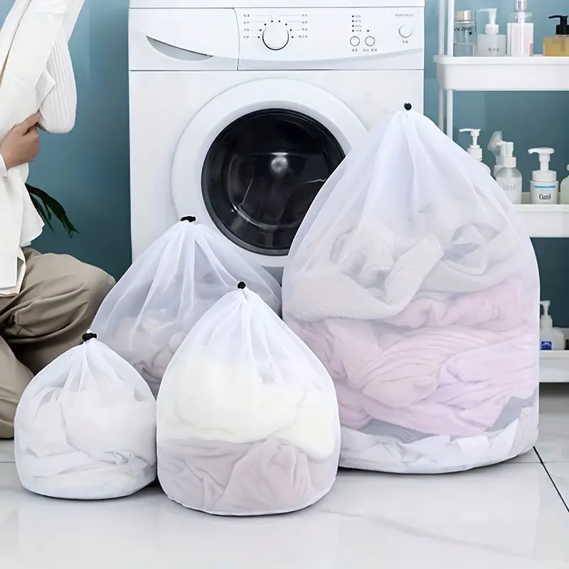 1 pc Commercial Mesh Laundry Bag - Sturdy Mesh Material with Drawstring Closure. Ideal Machine Washable Mesh Laundry Bag for Factories, College, Dorm and Apartment Dwellers, 60x80cm/24x31in