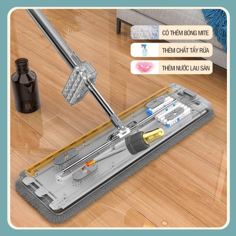 Cây Lau Nhà Tự Vắt Thông Minh Kèm Xô Gấp Gọn Silicon Tặng Kèm 4 Bông Lau Chổi Lau Nhà 360 Độ Lau Sàn Làm Sạch chổi  lau 4