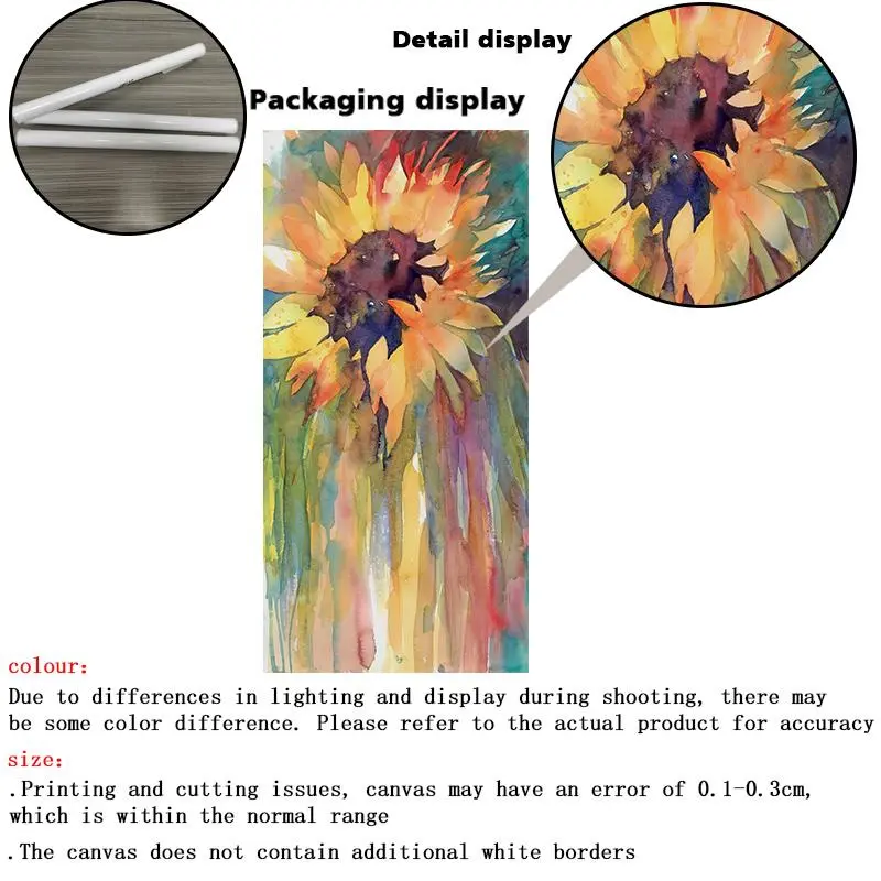 Sunflower Pattern Unframed Painting, 1 Count Colorful Oil Painting Poster, Wall Art Canvas Printing for Home Living Room Bedroom Decor, Wall Decor 3