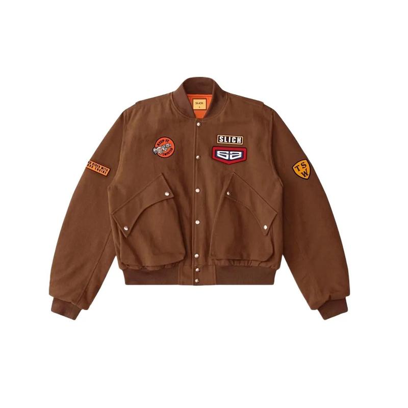 Áo Rider Varsity ( Form Crop ) Da Lộn Trần Bông Cao Cấp - The Slick Way  UNISEX