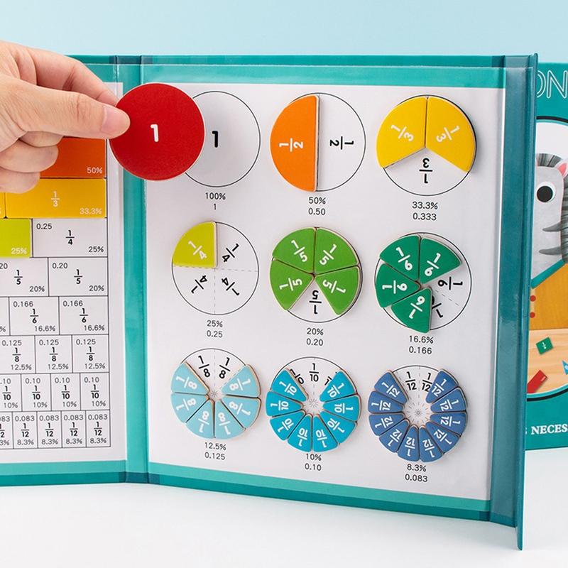 Mainan Anak Alat Magnetic Fraction Disk Belajar Matematika Pecahan Magnetic Travel Game 8