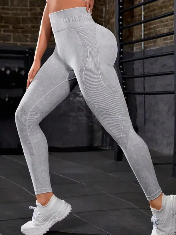 Women's Solid High Waist Sports Leggings, Casual Comfy Breathable Butt-lifting Skinny Pants for Yoga Gym Workout Running, Ladies Sportswear for All Seasons 5