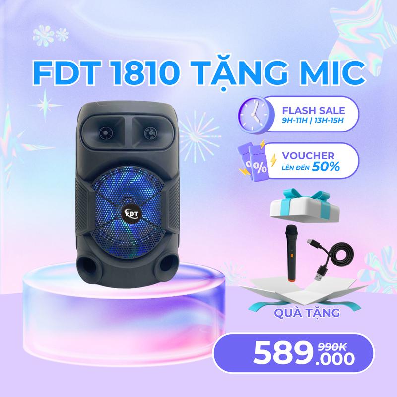 Có Tặng Micro Loa Karaoke Nghe Nhạc Kèm Micro Không Dây FDT-1810 Bass 20cm - Âm thanh sống Động Thiết Kế Độc Lạ - Bảo Hành 12 Tháng - Trải Nghiệm Loa Và Đổi Trả Sản Phẩm Lỗi Trong 7 Ngày Đầu Tiên. Củ Loa Kem Bluetooth loa bluetooth nhac