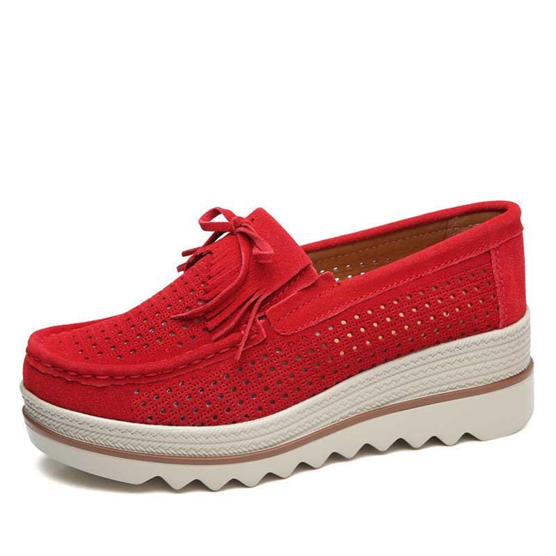 Product Introduction of Women Shoes New Spring Platform Flats Sneakers Women Suede Leather Women Casual Shoes Slip On Flats Heels Creepers Moccasins 13