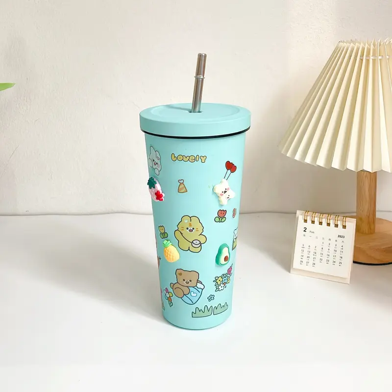 Ly Giữ Nhiệt Pastel Cao Cấp - Dung Tích 750ml - ( Tặng Kèm Túi Nhựa + Cọ Rửa + Sticker 2D và 3D ) cốc  giữ ly 4