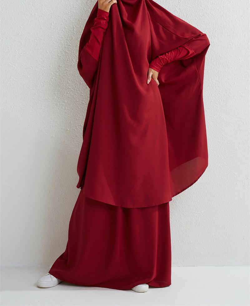 Product Introduction of Two-Piece High-Quality Large Size Clothing, Women's Clothing, Clothing Apparel, Solid Color Long Sleeve Skirt Long Robe 16