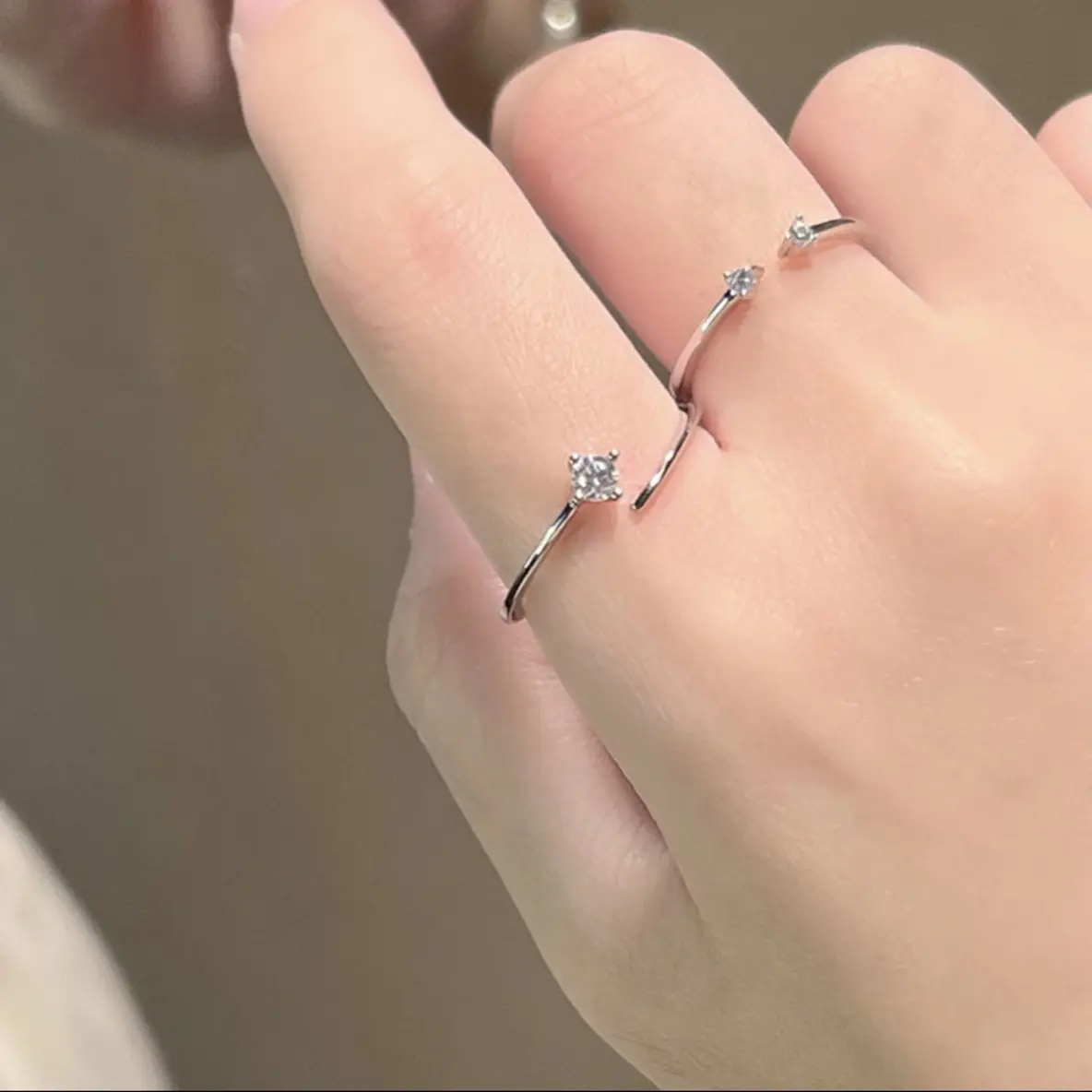Nhẫn bạc S925 mạ vàng trắng, nhẫn ngót út có thể điều chỉnh kích cỡ theo ý muốn