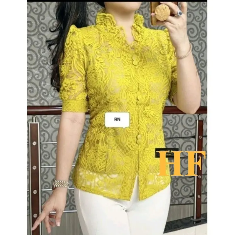 HF Atasan Kebaya Kancing Renda Premium/Blouse kekinian/Atasan Kebaya Wanita brokat