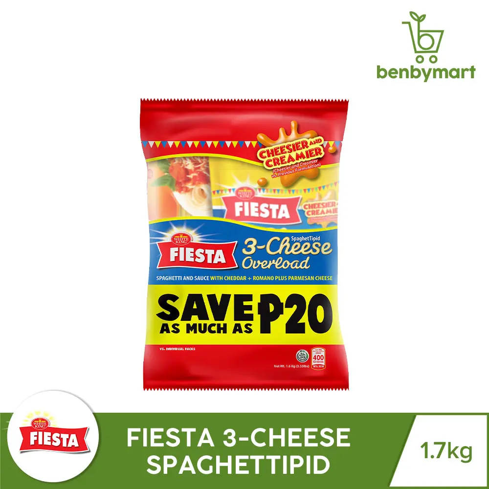 FIESTA 3 Cheese Spaghettipid: Fiesta Spaghetti Pasta 800g + Fiesta 3-Cheese Spaghetti Sauce 900g
