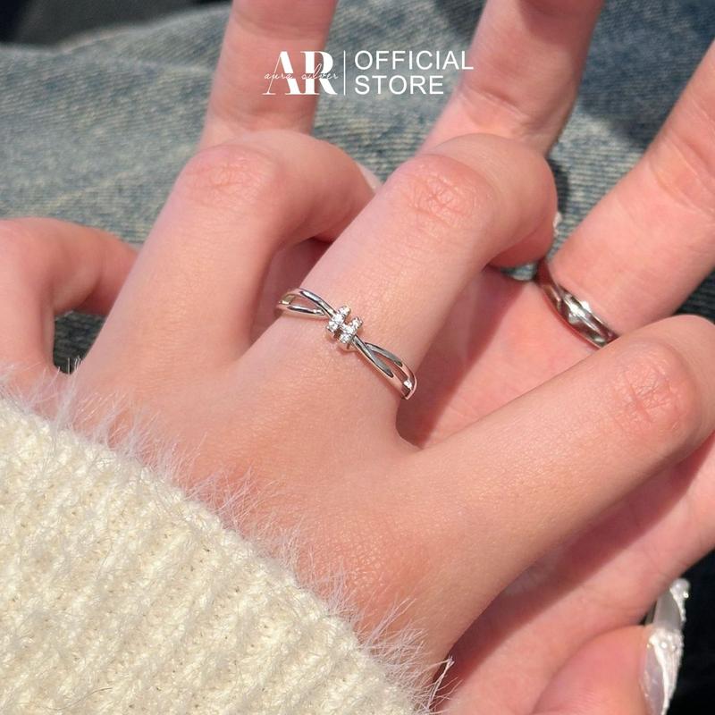 Nhẫn cặp nam nữ bạc Ý s925 có tách lẻ nhẫn đôi Solie-ND11-Aura Silver