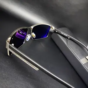 COD - Kacamata Anti Silau Pria Sunglasses Lensa Polarized Blueray Bisa Di gunakan Siang Malam Frame Hitam Silver