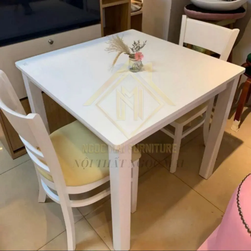 Bàn Ăn Mặt Gỗ Cau Su Tư Nhiên 1m2-1m6 Vuông chắc chắn | Bàn Ghế Quán Ăn