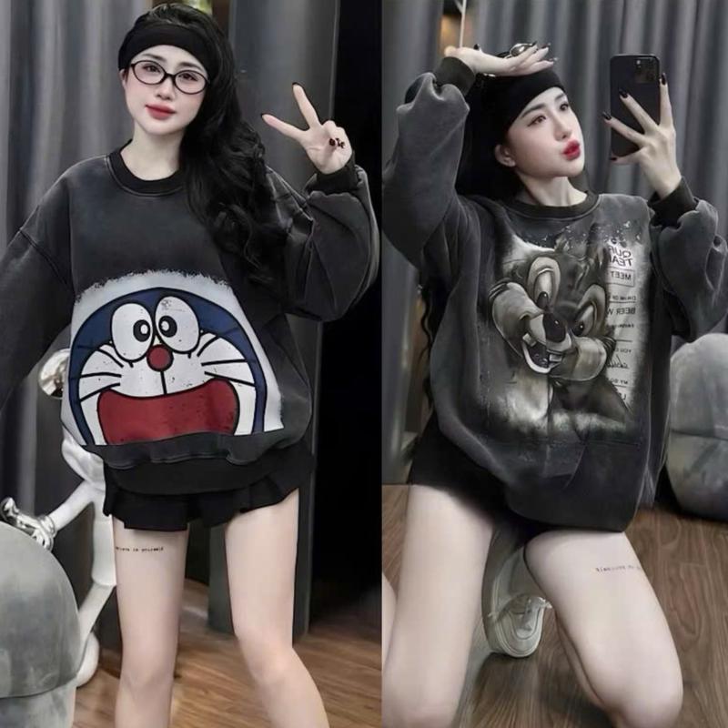 ( Mở Bán ) Áo Sweater Loang Nỉ Lót nhung Mịn dày dặn  in nhiều Hình Cute  .