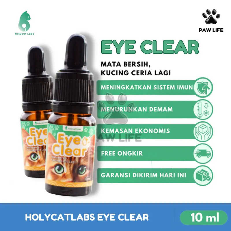 PL Holycatlabs EYE CLEAR 10ML Obat Tetes Mata Kucing Pembersih Infeksi Kotoran Belekan Merah Bengkak 0