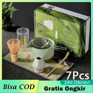 7in1 Alat Matcha Making Set Keramik Japanese Tea Ceremony Set / Matcha Japanese Tea Ceremony Chasen Bamboo Whisk Pengaduk Matcha Green Tea Dari Bambu Matcha Whisk Bambu Saringan Matcha Bowl Keramik - Matcha Brewing Set - Complete Matcha Preparation