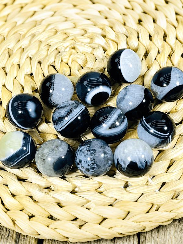 Natural Black Onyx Agate Mini Sphere, High-quality Onyx Agate Geode, Casual Rock Crystal for DIY, Home Decor, Jewelry Making 3