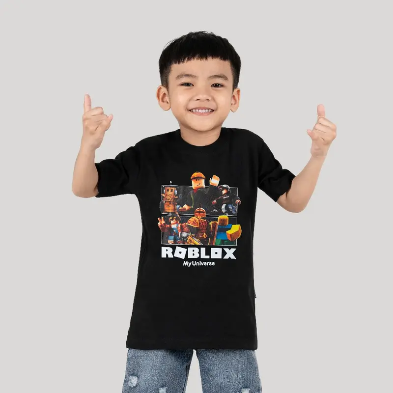 Otsky X My Universe Kaos Anak Logo Character Rob*ox Black X YK009 Cotton 30s 1