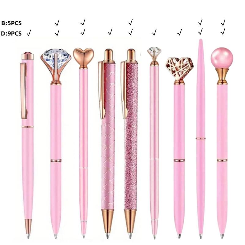 Glitter Ballpoint Pen Set, 1 Set Artificial Diamond Pen, Creative Metal Pen for Students, Wedding Desk Supplies Gift, Easter Gifts 5
