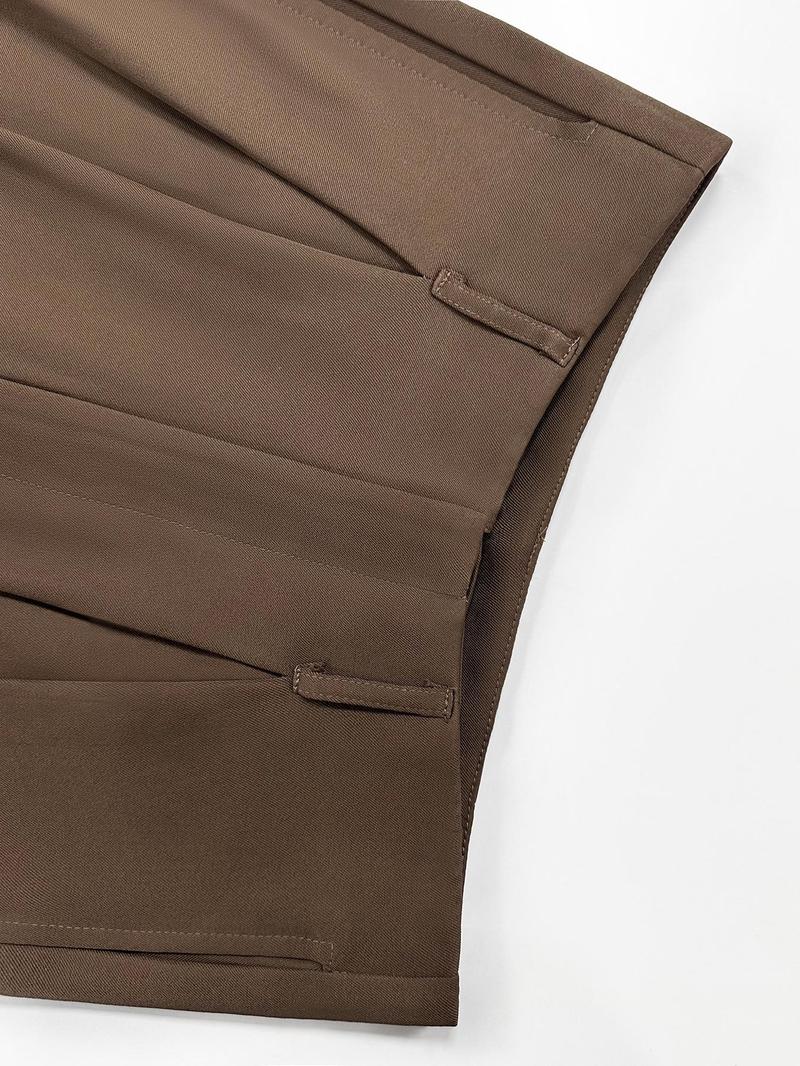 Product Introduction of Women's Solid Plicated Pocket Straight Leg Pants, Casual Comfy Trousers for Daily Wear, Ladies Bottoms for Fall & Winter 6