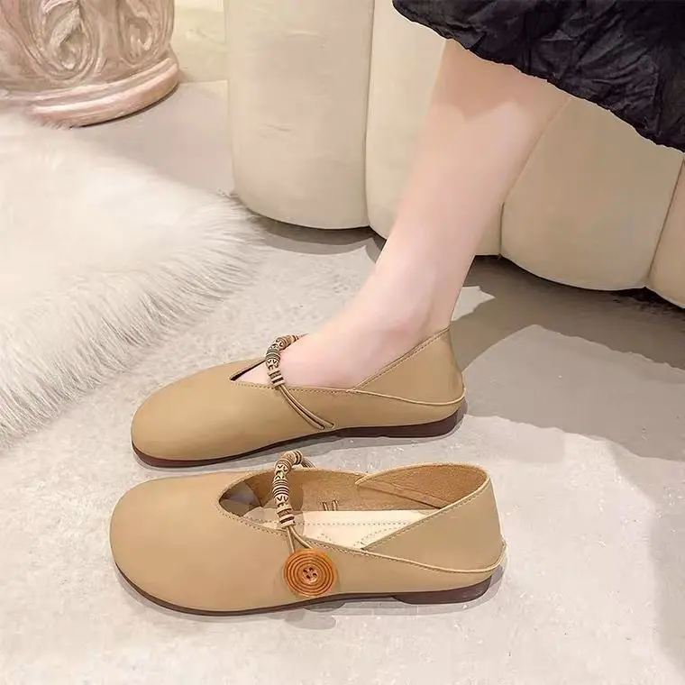 Giày Lười Mũi Tròn Thoải Mái, Đế Mềm, Dành Cho Nữ, Hàng Mới Về Mùa Hè 2025, Dễ Phối Đồ, Phong Cách Thanh Lịch, Mary Jane Với Váy Bơm