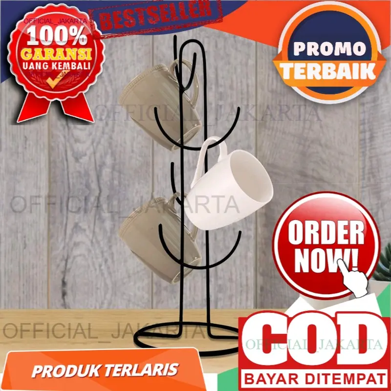 STAND CANGKIR BESI TEBAL MUAT 8PCS MUG 0