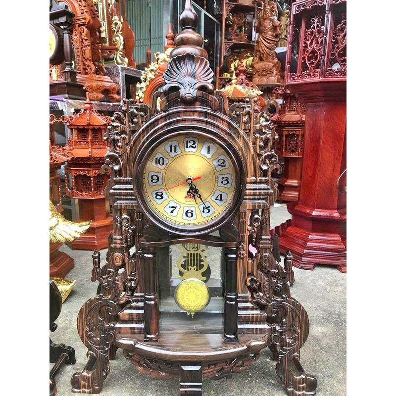Product Introduction of Đồng hồ để bàn gỗ mun hoa cao 71cm 0