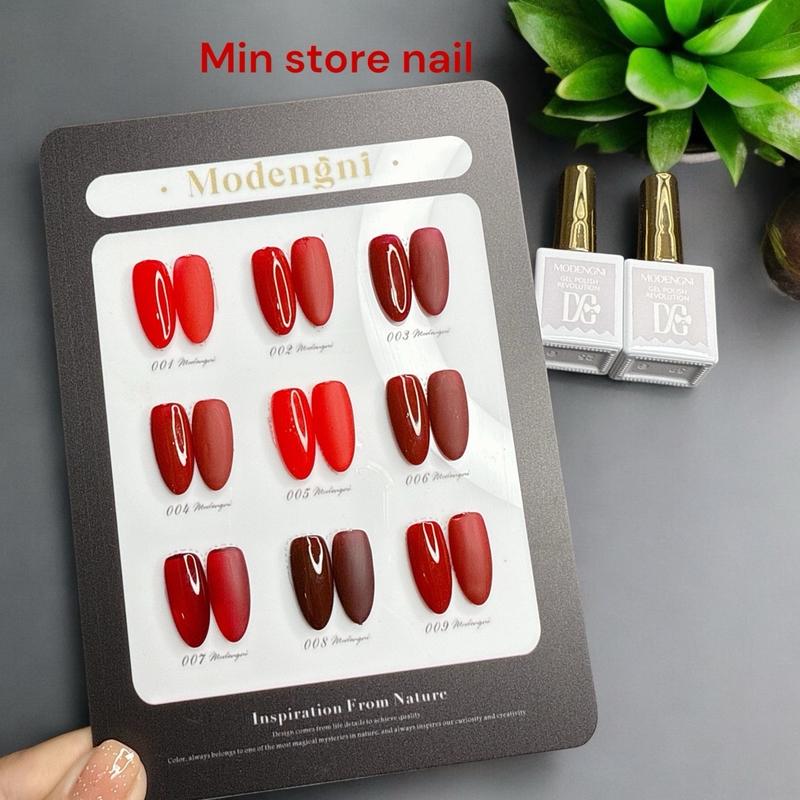 Sét sơn gel đỏ 9 chai MODENGNI kèm bảng màu sơn gel làm nail