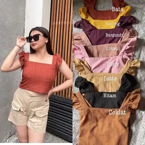 Crop top rumbai bahan lady crush Tank Wanita Atasan