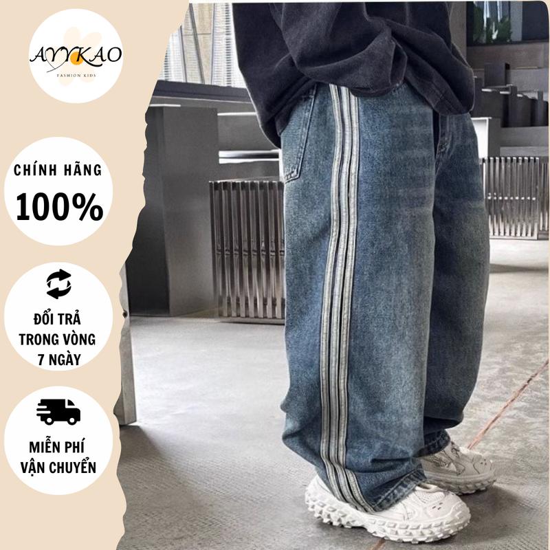 Quần Jeans Dáng Suông Ống Rộng Cho Bé Trai Từ 10kg Đến 45kg Q10 - Ayykao