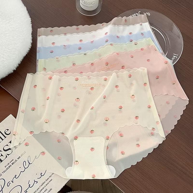 ￼SET 5-10 Quần Lót Nữ Su Lụa Thạch Tàng Hình Cao Cấp Không Viền HOẠ TIẾT Su Thạch DÂU TÂY 3