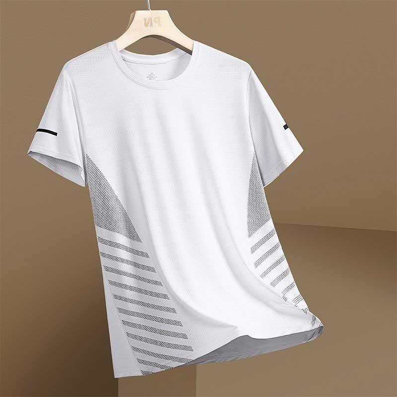 Product Introduction of Men's Dri-fit Shirt Fashion Quick-Dry Solid Color Ice Silk Mesh T Shirt Summer Cool Short Sleeve Casual Dri-Fit Basic Tops for Men 6