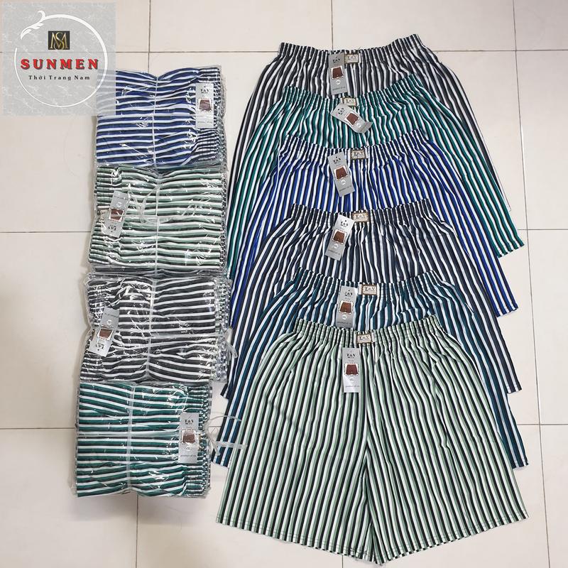 [LOẠI DÀY] Quần Đùi Nam Kẻ Sọc Thun Co Giãn Có Túi Sau Mặc Ngủ,Mặc Nhà Thoáng Mát Chất Cotton Co Giãn 4 Chiều Size Từ 50-90kg quần  đùi