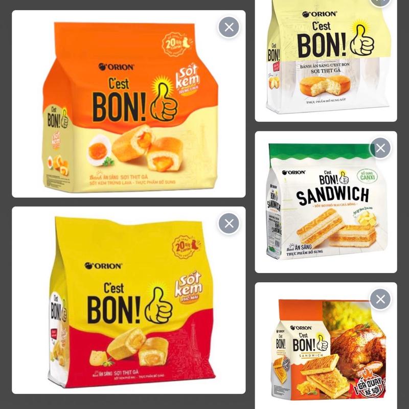 C’est Bon Bánh bông lan Bánh ăn sáng Bánh mì Sandwich Bon sợi thịt gà sốt phô mai sốt kem trứng lava gà quay xé sợi sốt bơ phô mai bon vàng bon cam bon xanh 1 túi =5 6gói Food Cake
