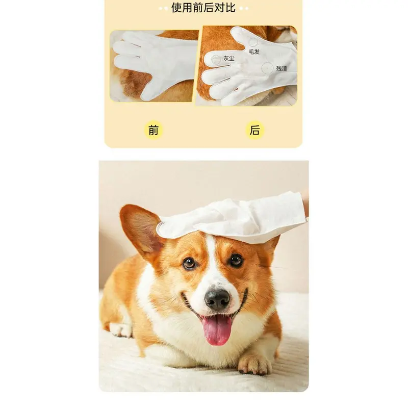 Túi 6 Găng Tay Tắm Khô Dùng Một Lần Dành Cho Chó Mèo, Giúp Làm Sạch Lông Mượt Lông găng  tay 3