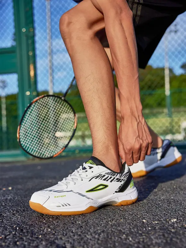 Men's Colorblock Letter Print Lace Up Badminton Shoes, Sporty Breathable Comfortable Shoes, Non-slip Badminton Training Shoes for Men 6