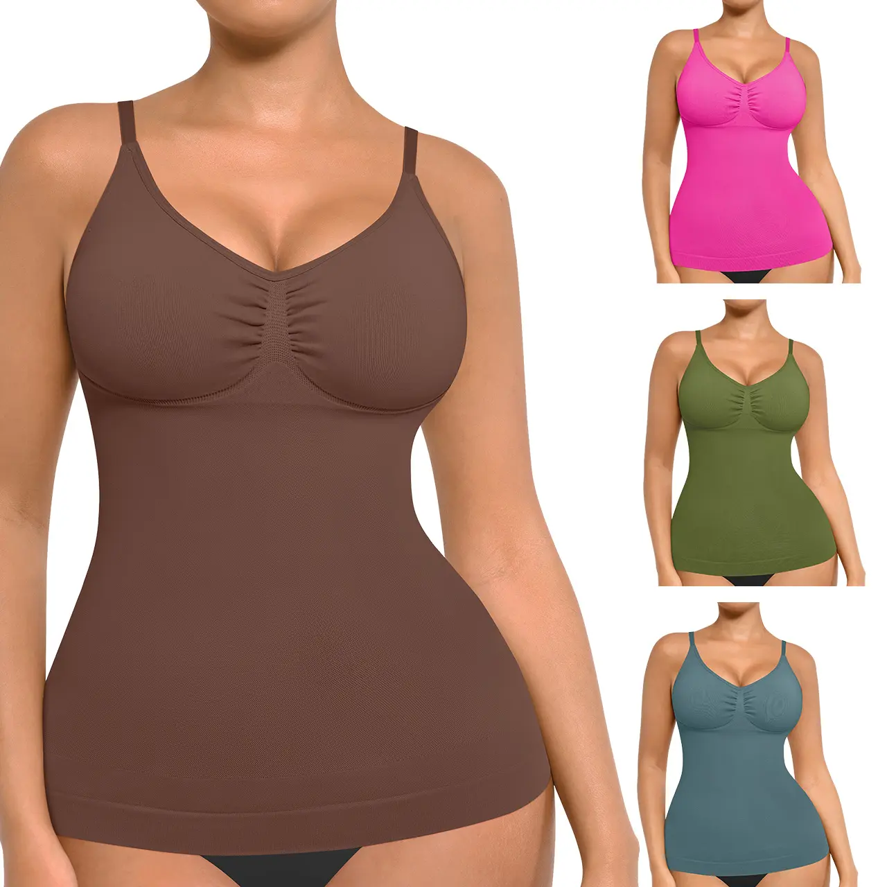 FeelinGirl Camisole Tops Womens Shapewear Tank Top Tummy Control Cami Tanks Seamless  Womenswear Spaghetti Strap Underwea Basic Comfort