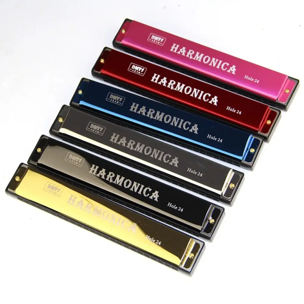 Harmonica Double Row 24 Hole Harmonica Tremolo Harmonica C-key Harmonica Play Beginner Blues Harmonica Children Gift