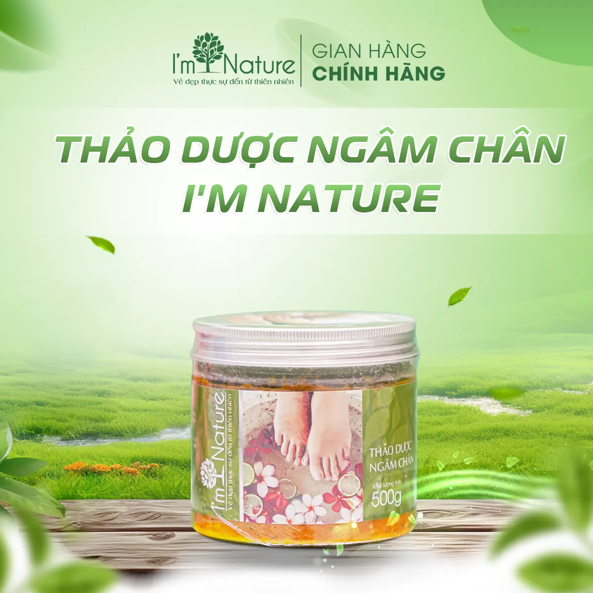 Thảo dược ngâm chân I’m Nature (500g) - Hỗ trợ thải độc cơ thể - Giữ ấm bàn chân - Thành phần thảo dược -  Sản phẩm chính hãng nước ngâm chân