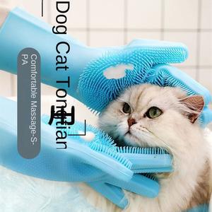 Sarung Tangan Mandian Haiwan Peliharaan, untuk Kucing dan Anjing, dengan Sikat Urut Pembersihan, Anti-Calar dan Gigitan, Pembersihan Dalam, Sesuai untuk Menumpahkan Rambut