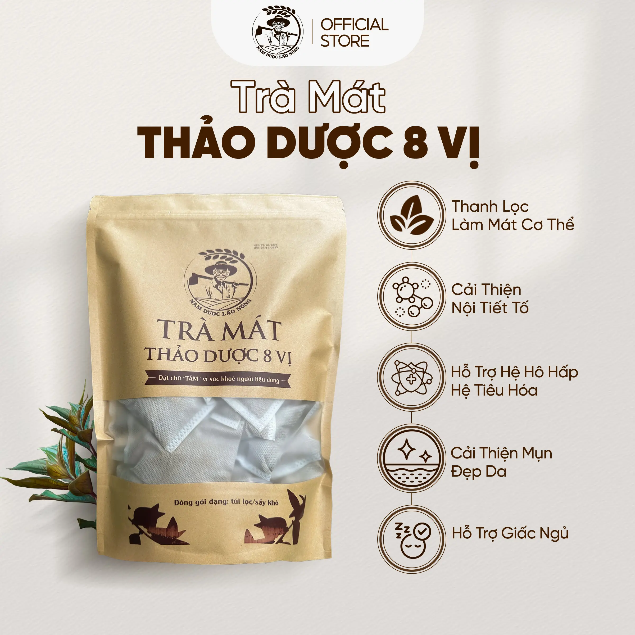 Trà Mát Thảo Dược 8 Vị Hỗ Trợ Đẹp Da Giảm Mụn Nám Cân Bằng Nội Tiết Tố