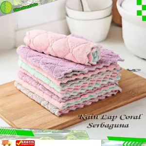 Kain Lap Meja Piring Lap Dapur Coral Microfiber Lapis Ganda Tebal Serbaguna Penyerap Minyak Kain Lap Meja Piring Lap Dapur Coral Microfiber Lapis Ganda Tebal Serbaguna Penyerap Minyak