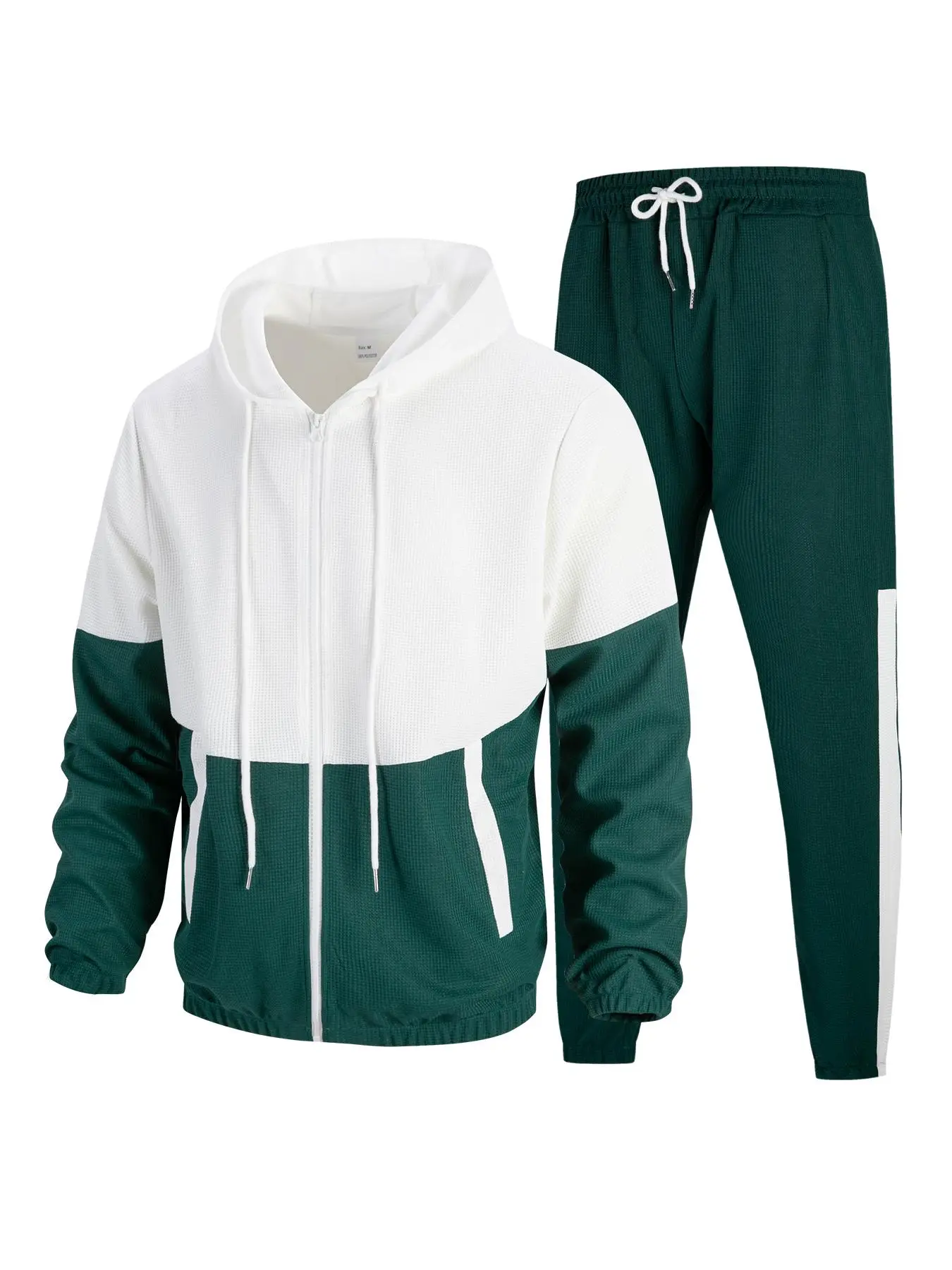 Men's Colorblock Zip Up Hoodie & Pants Set, Regular Fit Cozy Breathable Outfits for Daily Outdoor Wear, Men's Clothes for Spring & Fall