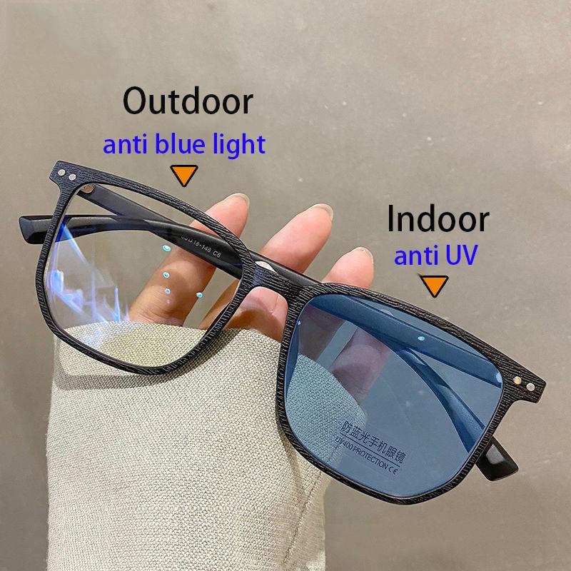 Kính Mắt Đổi Màu, Dành Cho Nam Và Nữ, Gọng Họa Tiết Vuông Đa Chức Năng, Kính Râm UV, Thời Trang 2