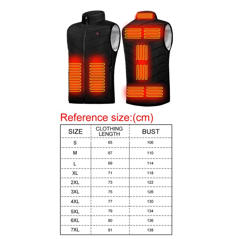 Áo khoác sưởi ấm bằng Điện Unisex, 9 khu vực sưởi ấm, có thể giặt được, thích hợp cho các môn thể thao mùa đông và đi bộ đường dài 6