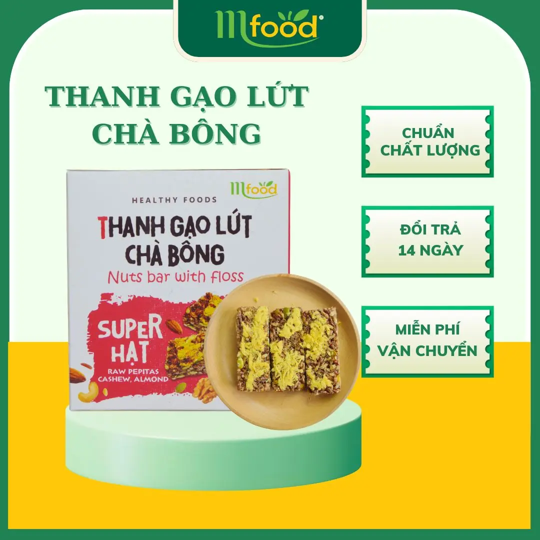 THANH GẠO LỨT CHÀ BÔNG MFOOD HỘP 120G - Snack Ăn Vặt thanh  gaolut