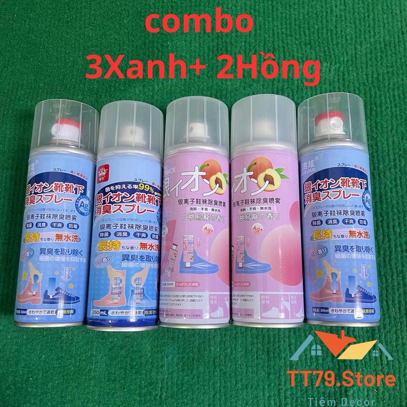 [COMBO 5] Bình Xịt Khử Mùi Giày Khử Mùi 24h, Chai Xịt Khử Mùi Giày Tỏa Hương Thơm Chống Hôi Chân