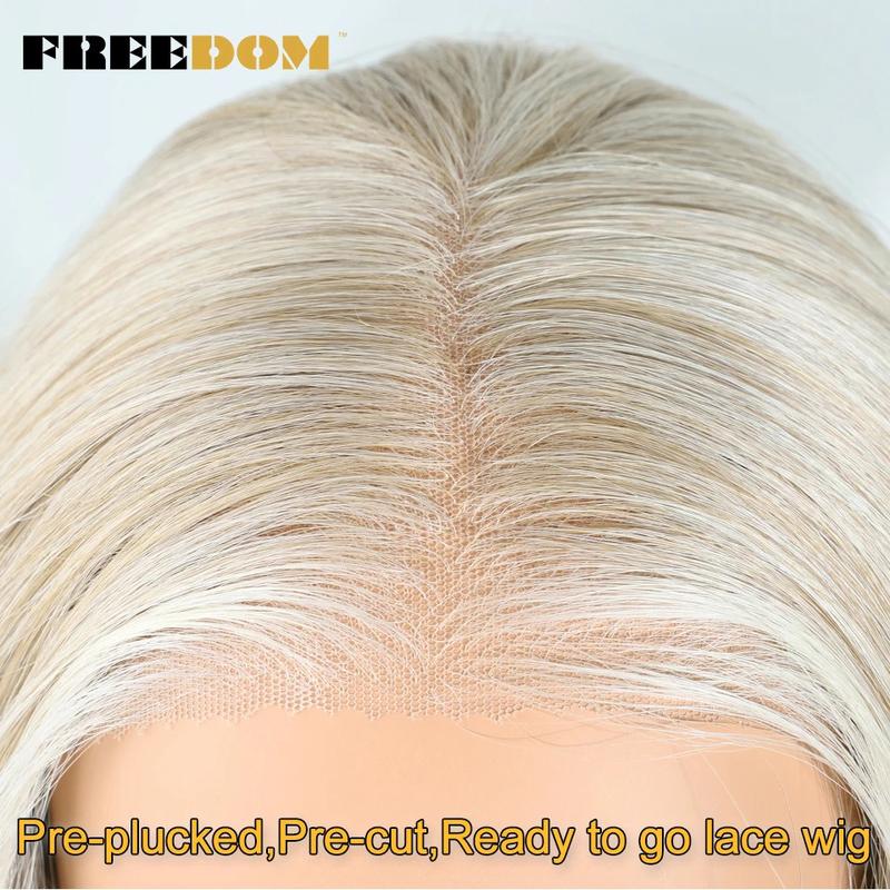 Product Introduction of Synthetic Lace Front Wigs For Black Woman Layered Straight Wear and Go Glueless Wigs Ombre Brown T Part & 6x4 Pre Plucked Wig 12