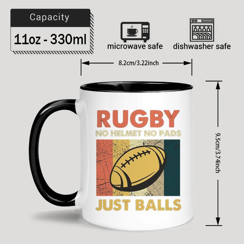 Rugby Themed Coffee Mug, Funny Ceramic Novelty Coffee Mug, Tea Cup, Gift Present Mug, Gift for Rugby Lovers, Party Supplies, Drinkware 1